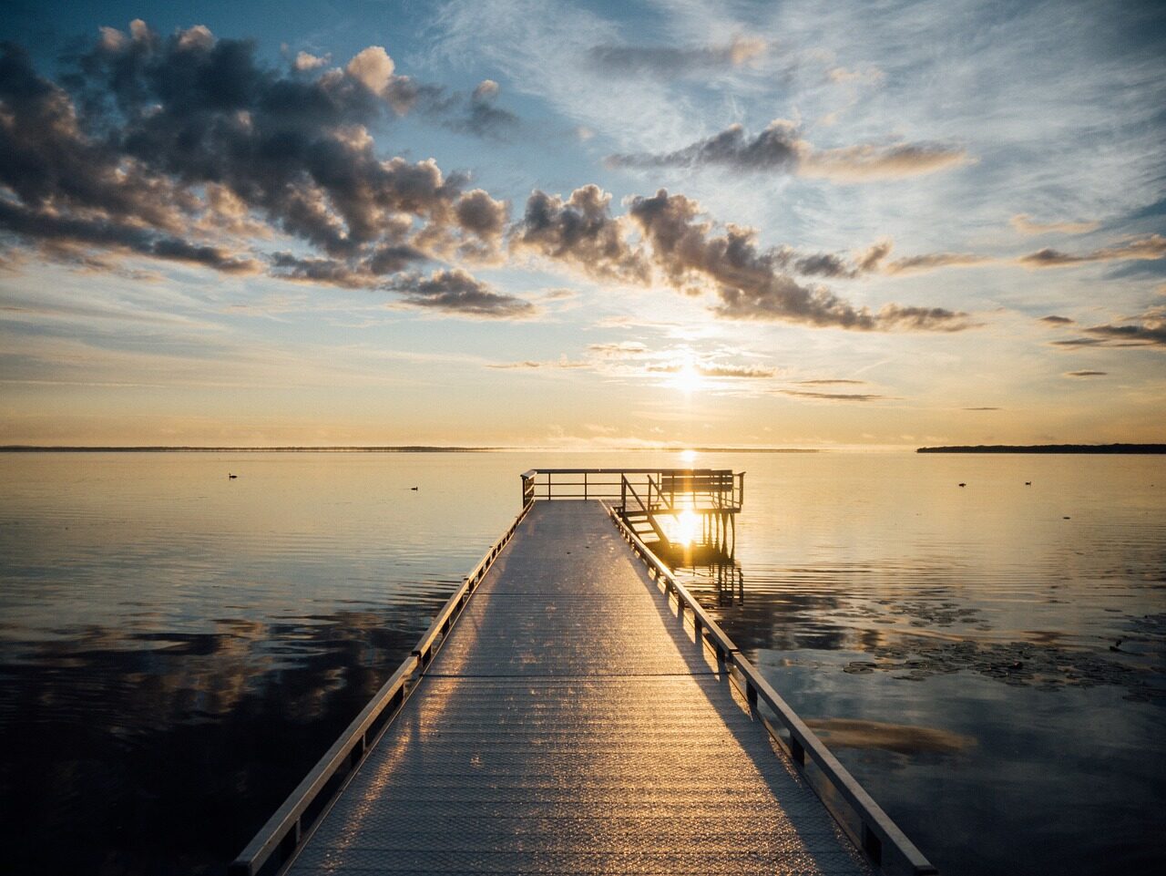 pier, dock, lake, water, sunset, dusk, sky, clouds, reflection, landscape, nature, pier, dock, dock, dock, dock, dock